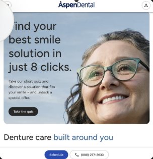 Aspen Dental smile solution quiz on tablet