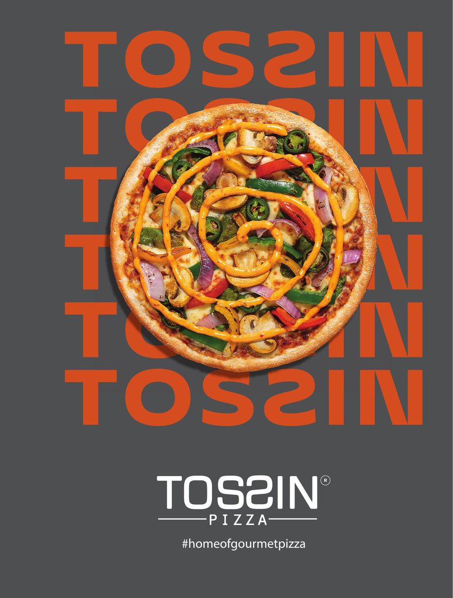 Tossin Pizza dine-in menu cover