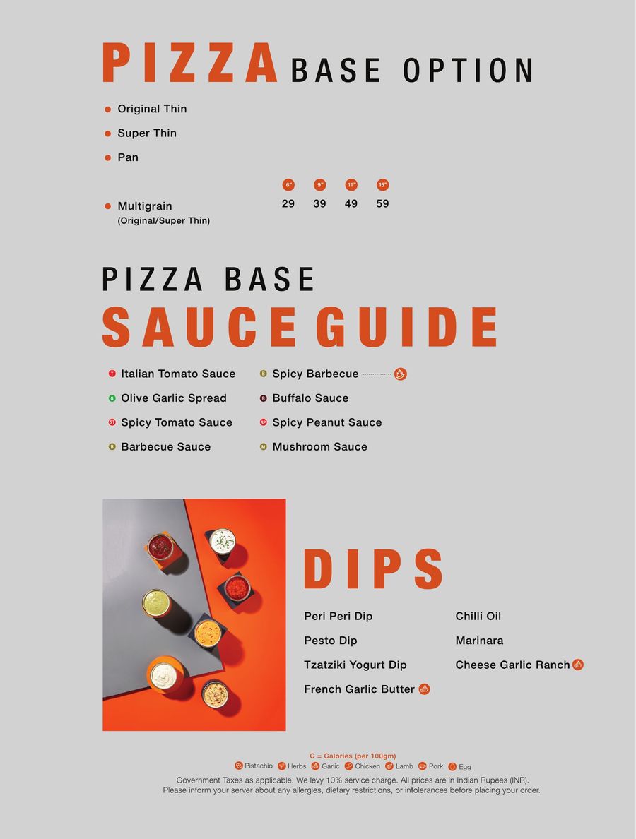 Tossin Pizza menu - dips page