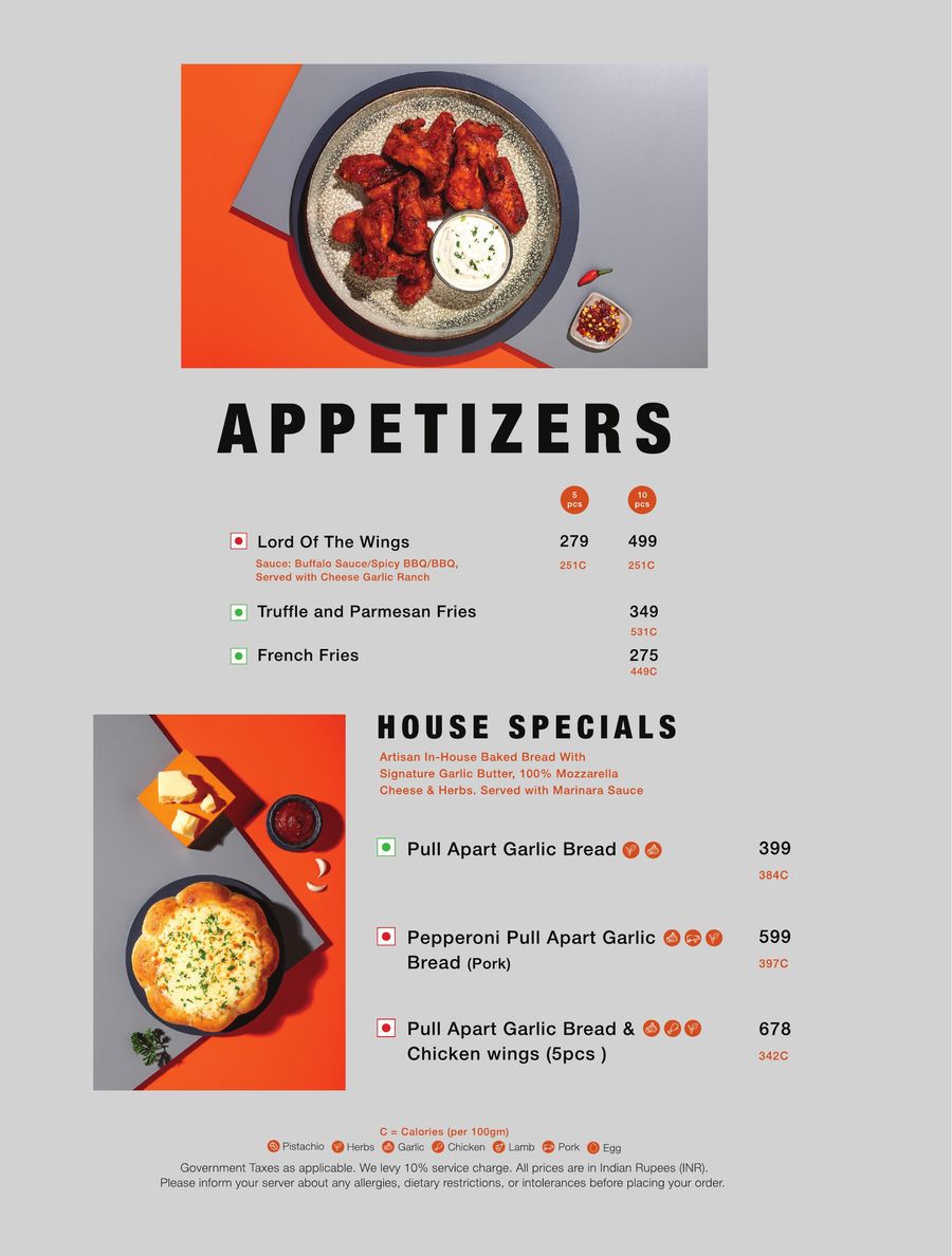 Tossin Pizza menu - appetizers page